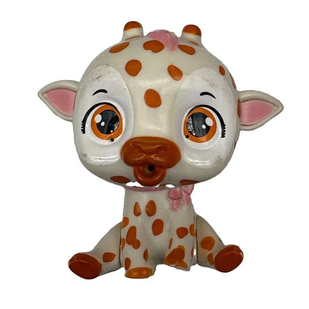 Littlest Pet Shop Giraffe Figure White w/ Orange Brown Spots Animal